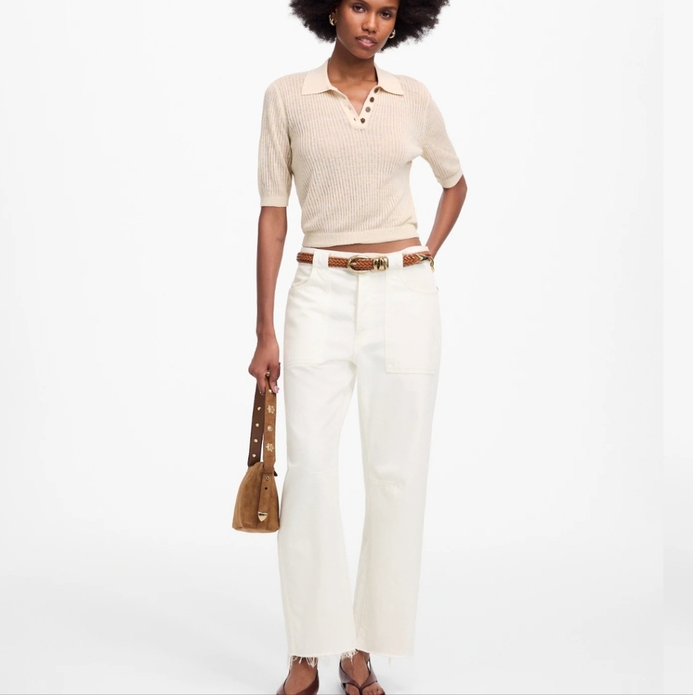 Madewell The Darted Barrel-Leg Jean NV533 Size 33 NWT White